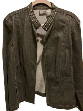 02. WOMENS CHICO’S 3/XL DETAIL DENIM JACKET